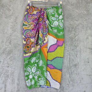 Zara Skirt Womens Medium Multicolor Paisley Bandana Scarf Print Midi Side Zip